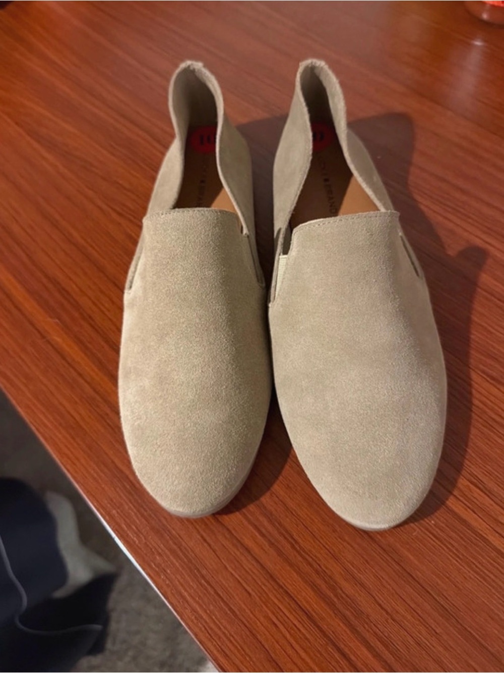 Women’s Slip-On Suede Loafers in Light Beige
